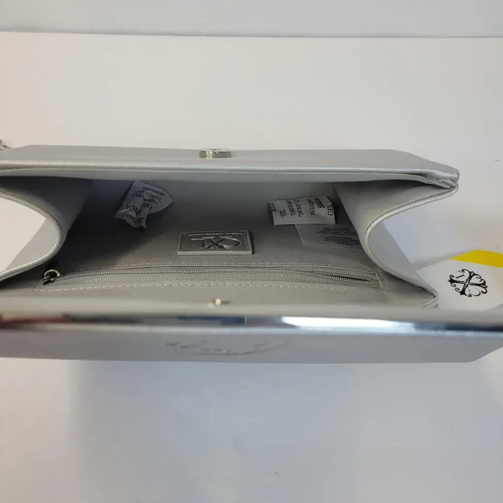 CXL By Christian Lacroix Clutch Bag Womens Small Silver Madison Smooth Purse New